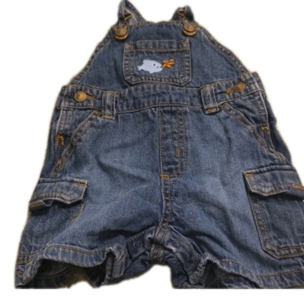 🏝️ Boys' Lot of 3 Items Baby Gap Overalls Sweater Cap 3-6m - Picture 2 of 10